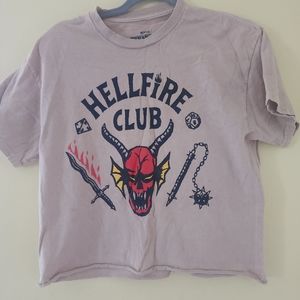 Stranger Things Hellfire Cut Girls Short Sleeve Crop Top Shirt